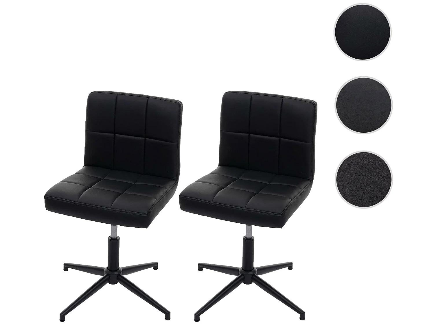 Eetkamerstoel Cadiz II (set van 2),  kunstleer zwart, voet zwart