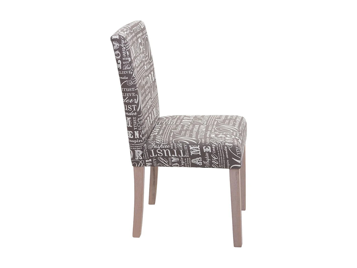 Silla de comedor Littau (set de 2),  textil con letras, gris, patas estructura - roble