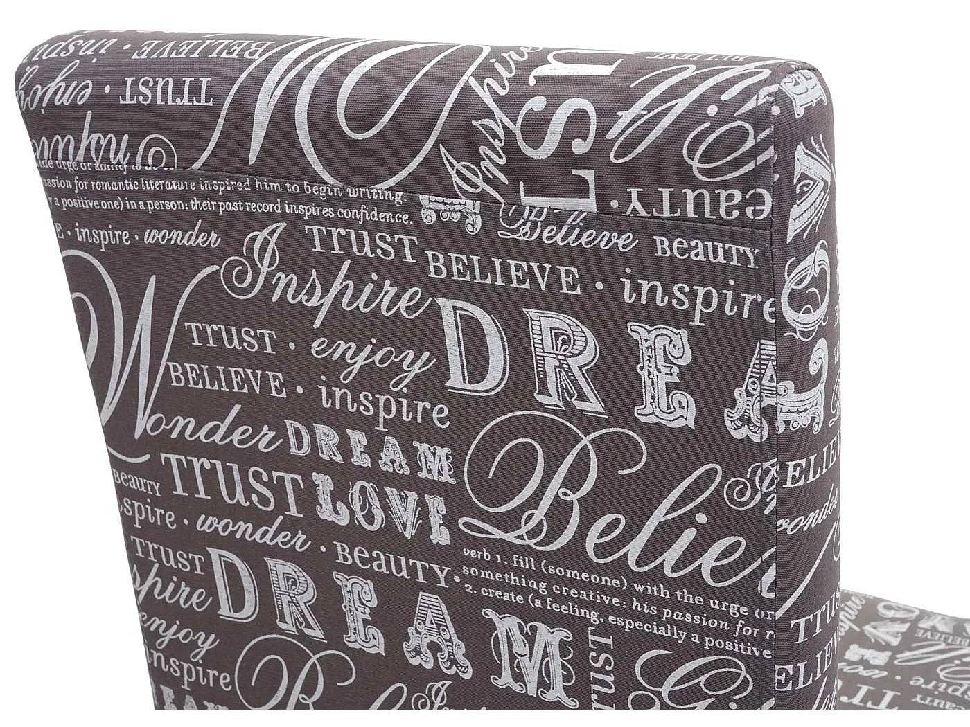 Silla de comedor Littau (set de 2),  textil con letras, gris, patas estructura - roble