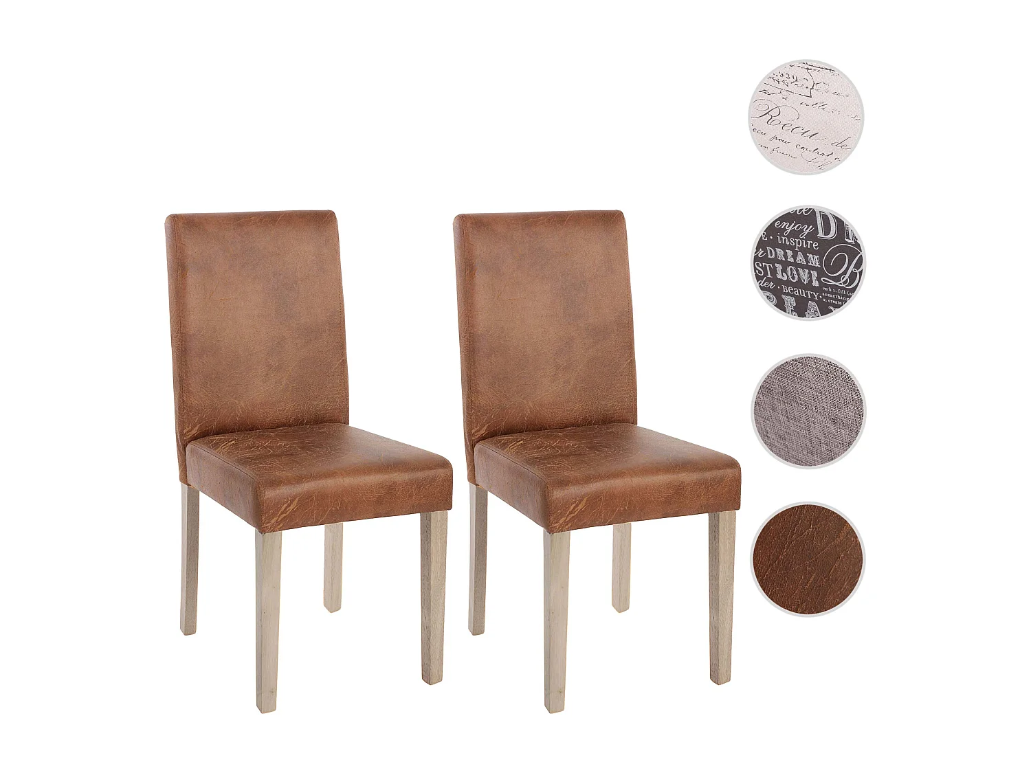 Silla de comedor Littau (set de 2),  textil, imitación ante, patas estructura - roble