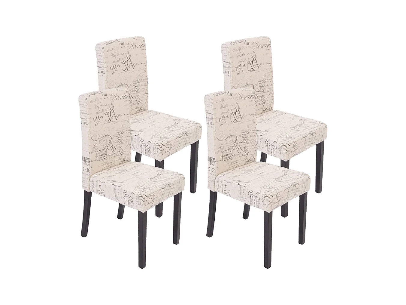 Chaise de salle à manger Littau Schrift (lot de 4),  tissu words fabric, pieds foncés