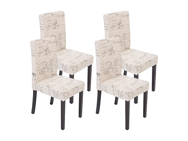 Chaise de salle à manger Littau Schrift (lot de 4),  tissu words fabric, pieds foncés