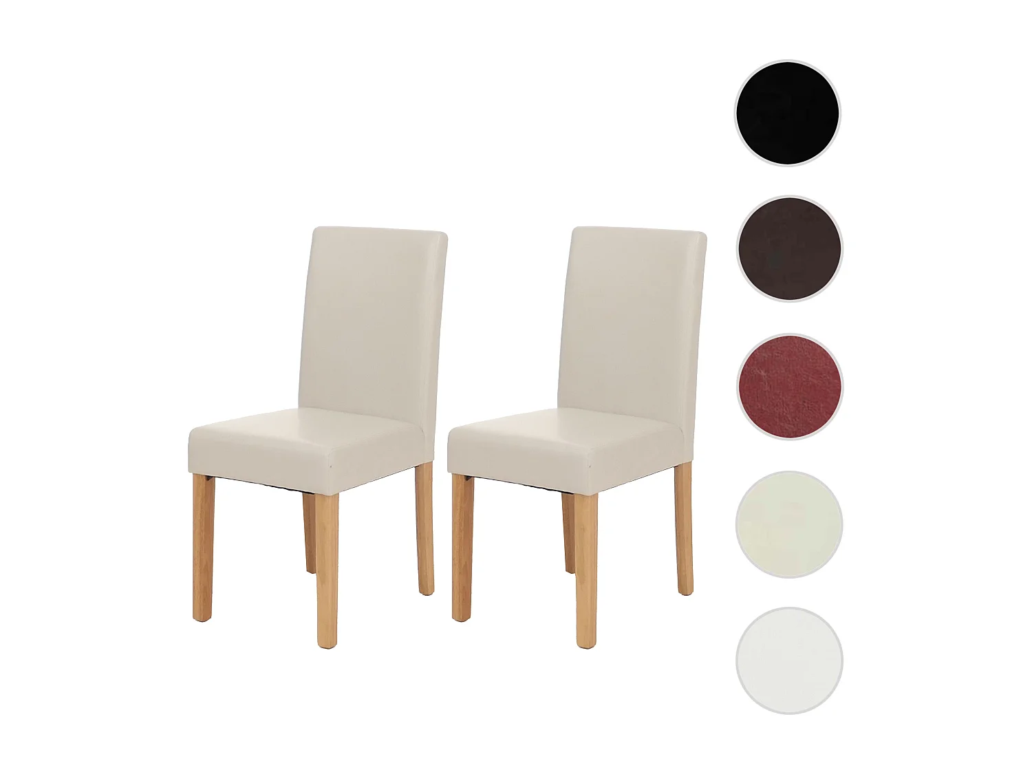 Chaise de salle à manger Littau (lot de 2),  cuir, blanc, pieds clairs