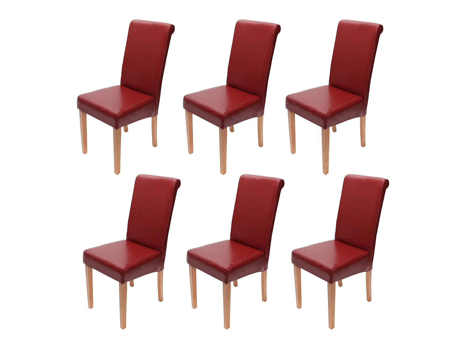 Chaise de salle à manger Lecce II (lot de 6),  rouge/pieds clairs