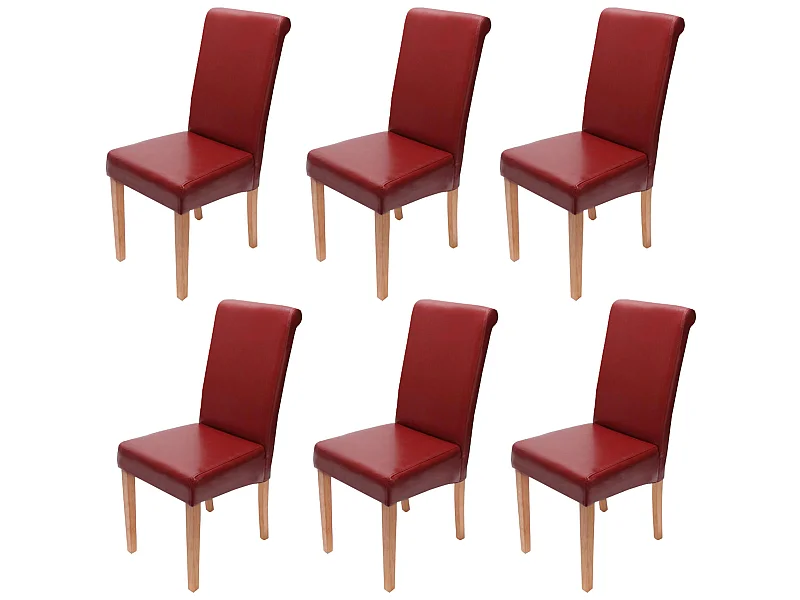 Chaise de salle à manger Lecce II (lot de 6),  rouge/pieds clairs