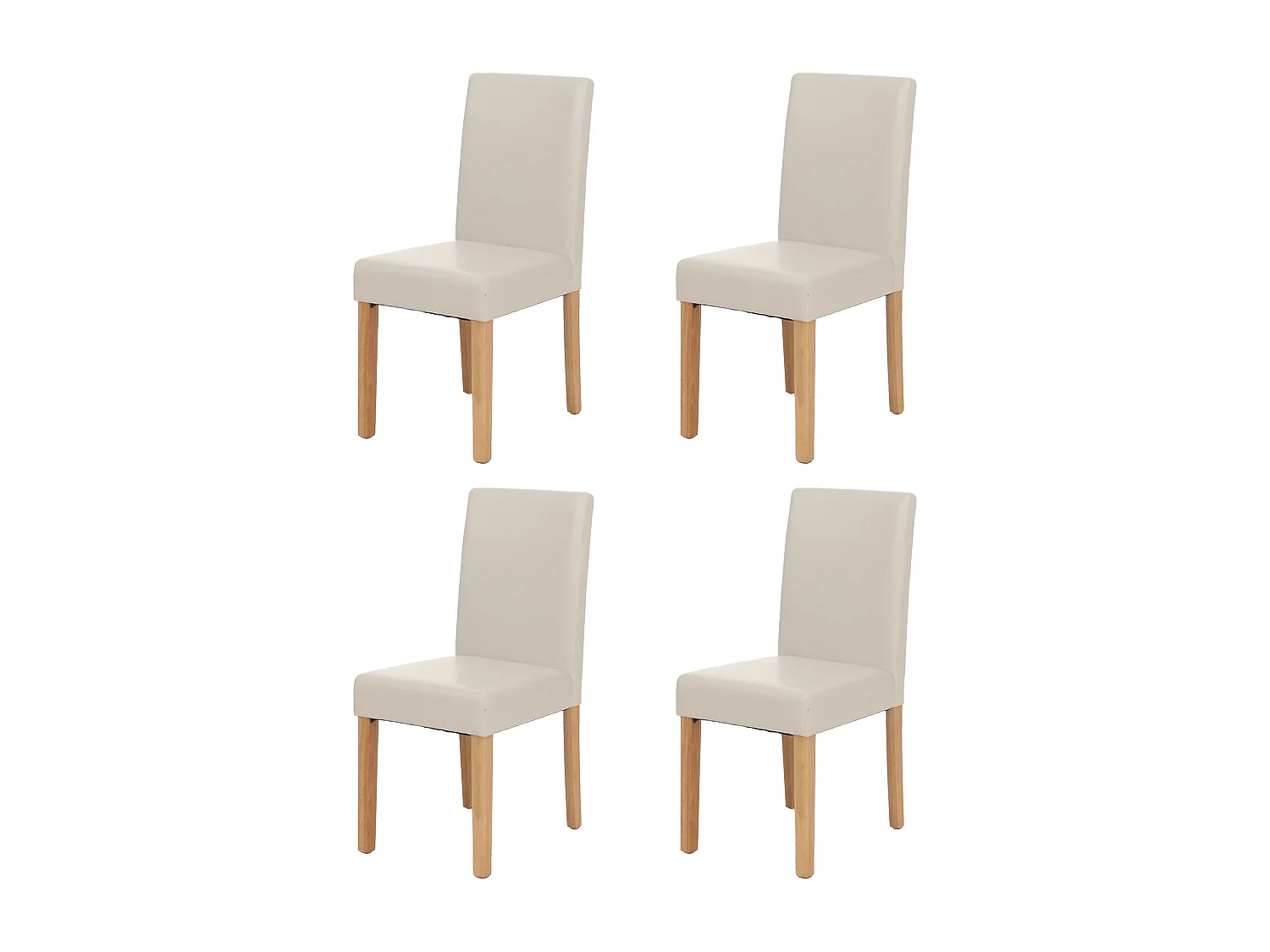 Set 4x sedie Littau ecopelle soggiorno cucina sala da pranzo 43x56x90cm bianco piedi chiari