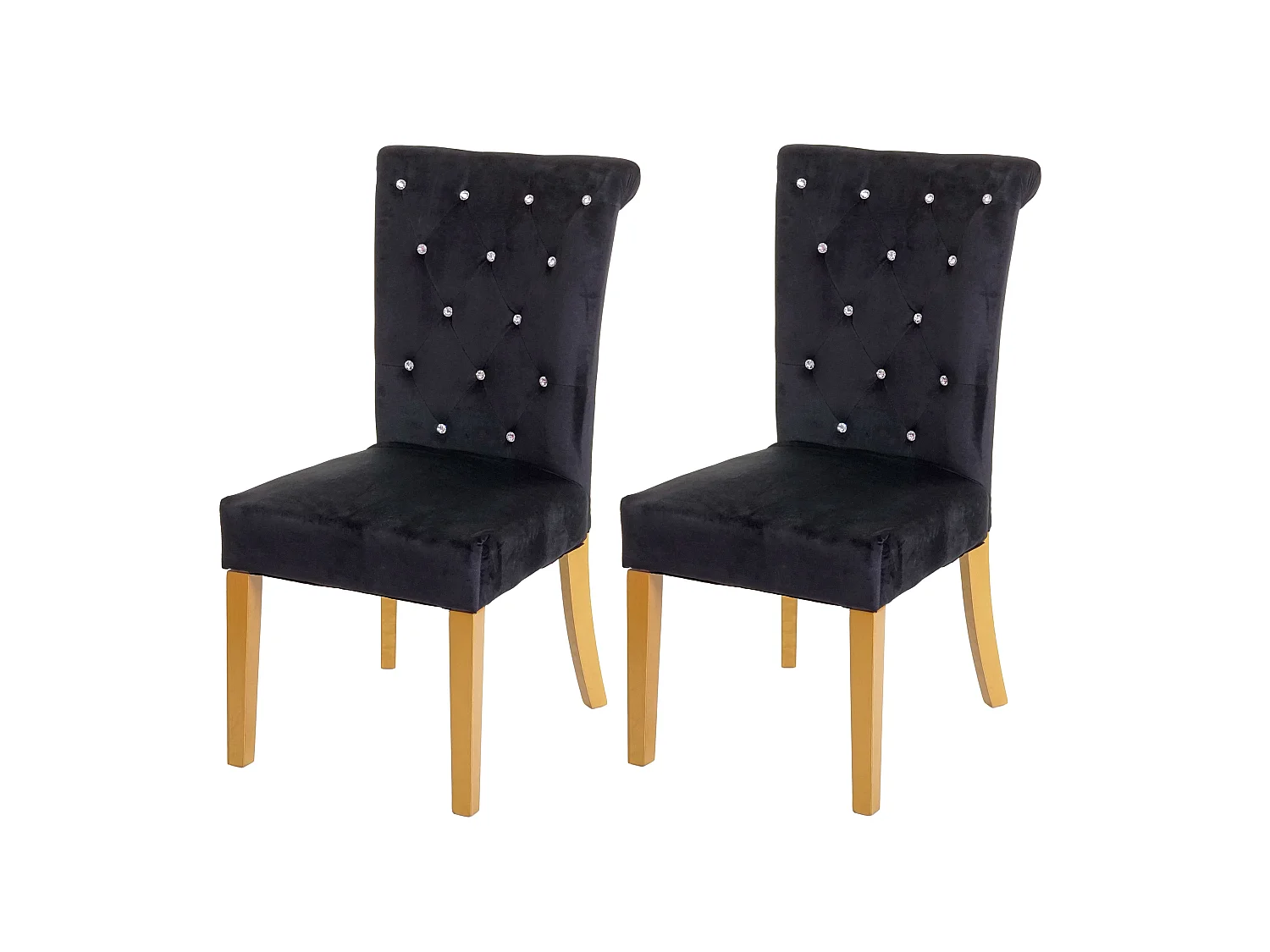 Chaise de salle à manger MCW-D22 (lot de 2),  noir, pieds couleur or
