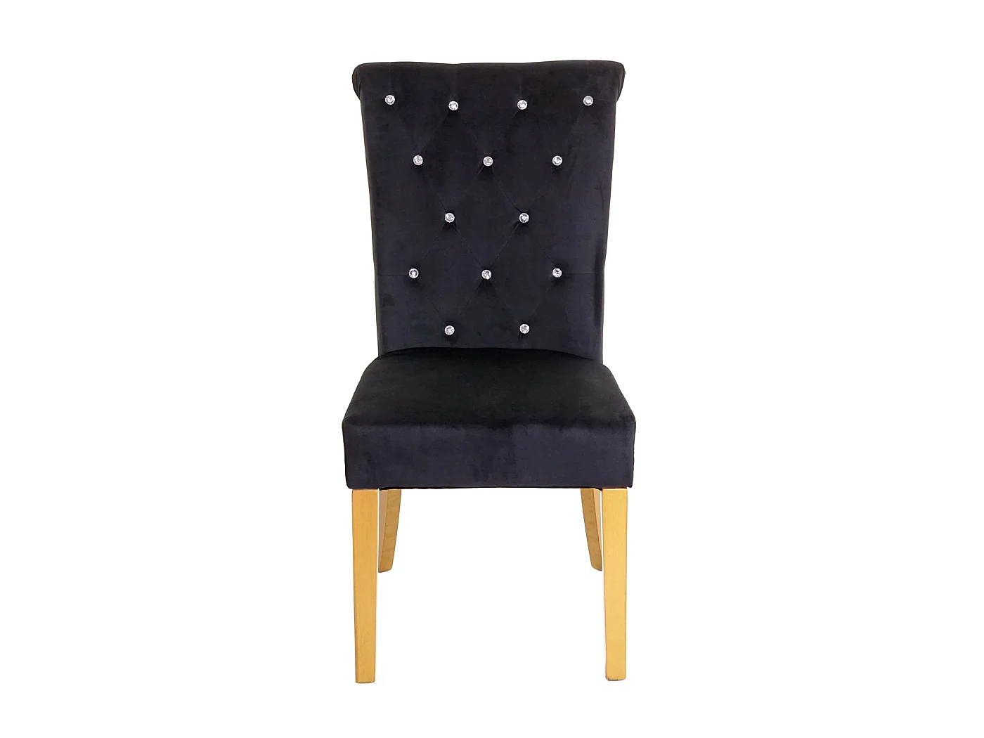 Eetkamerstoel MCW-D22 (set van 2),  zwart, goudkleurige poten