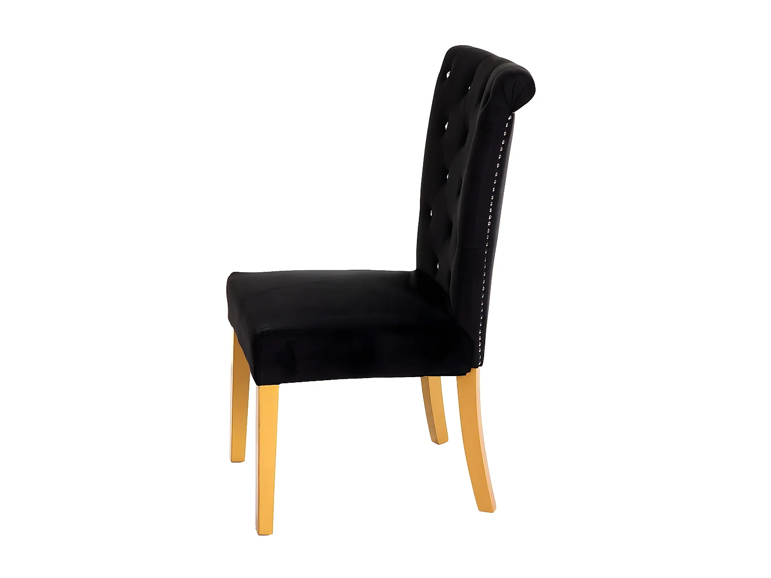 Eetkamerstoel MCW-D22 (set van 2),  zwart, goudkleurige poten