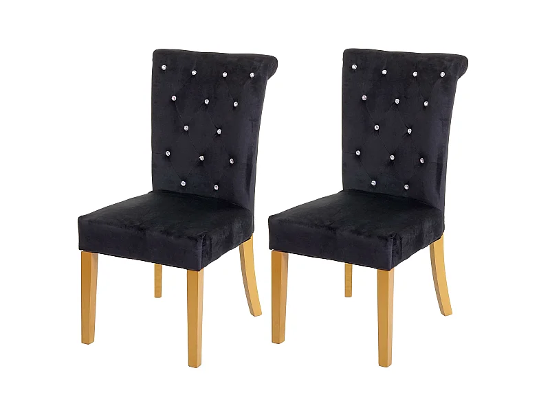 Eetkamerstoel MCW-D22 (set van 2),  zwart, goudkleurige poten