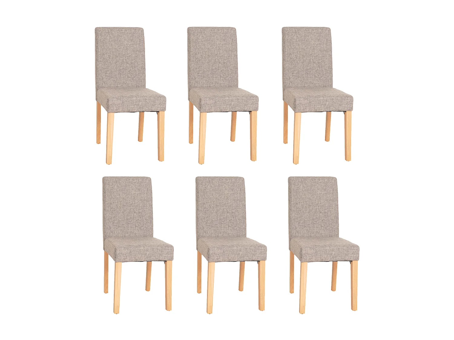 Chaise de salle à manger Littau (lot de 6),  tissu gris, pieds clairs