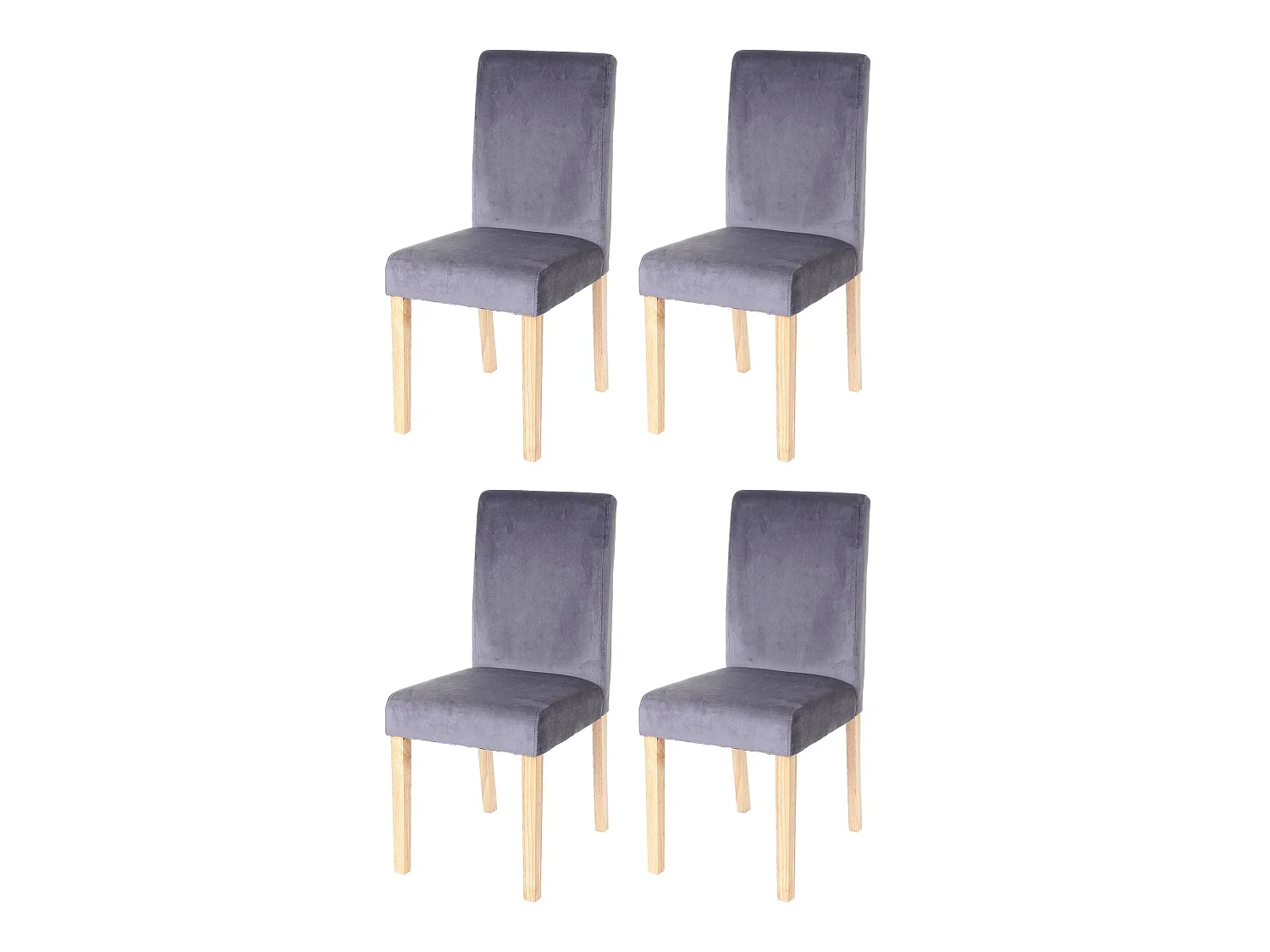 Chaise de salle à manger Littau velours (lot de 4),  gris, pieds clairs