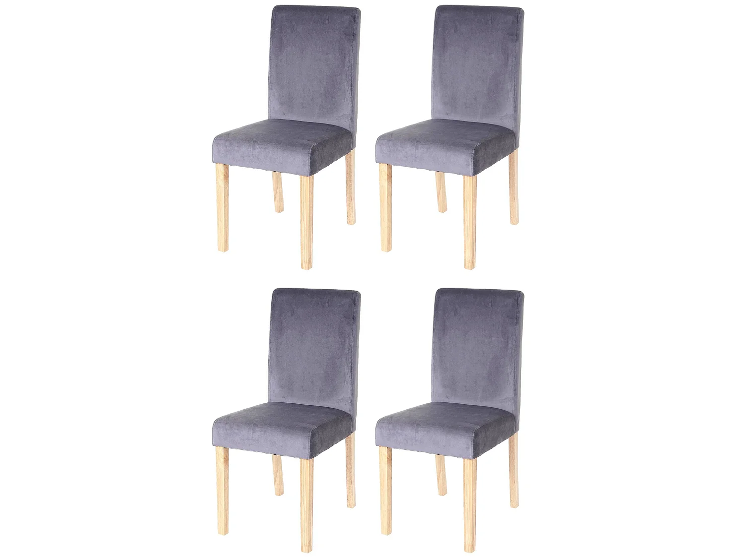 Chaise de salle à manger Littau velours (lot de 4),  gris, pieds clairs