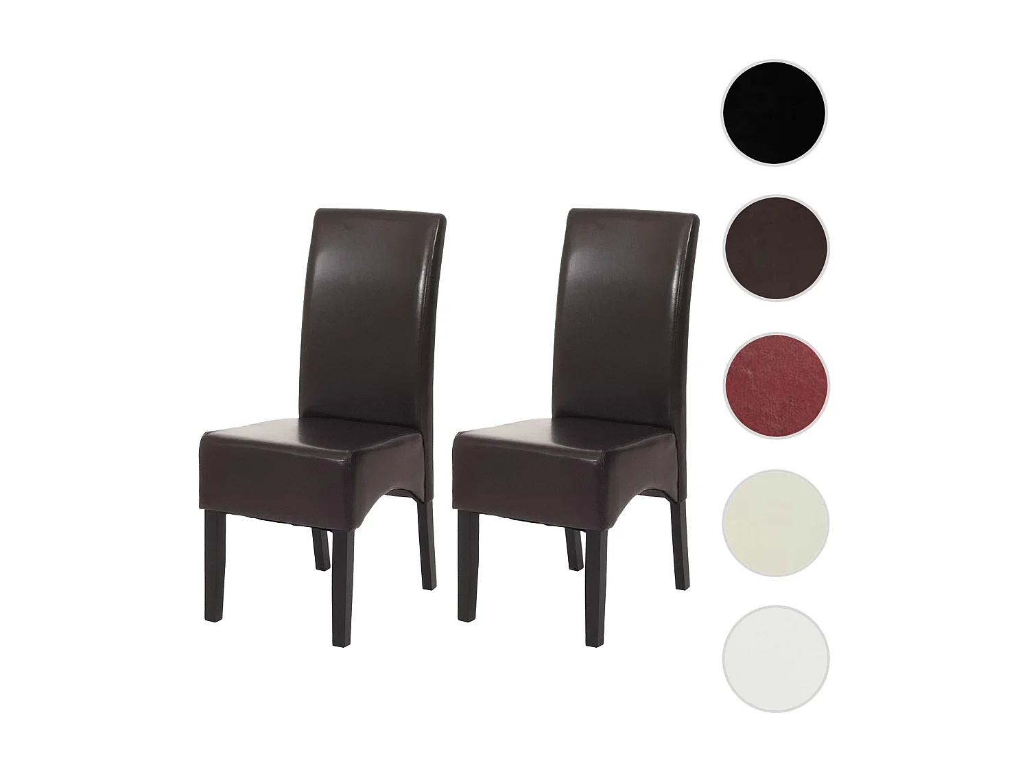 Silla de comedor Littau (juego de 2),  Cuero, marrón, patas oscuras