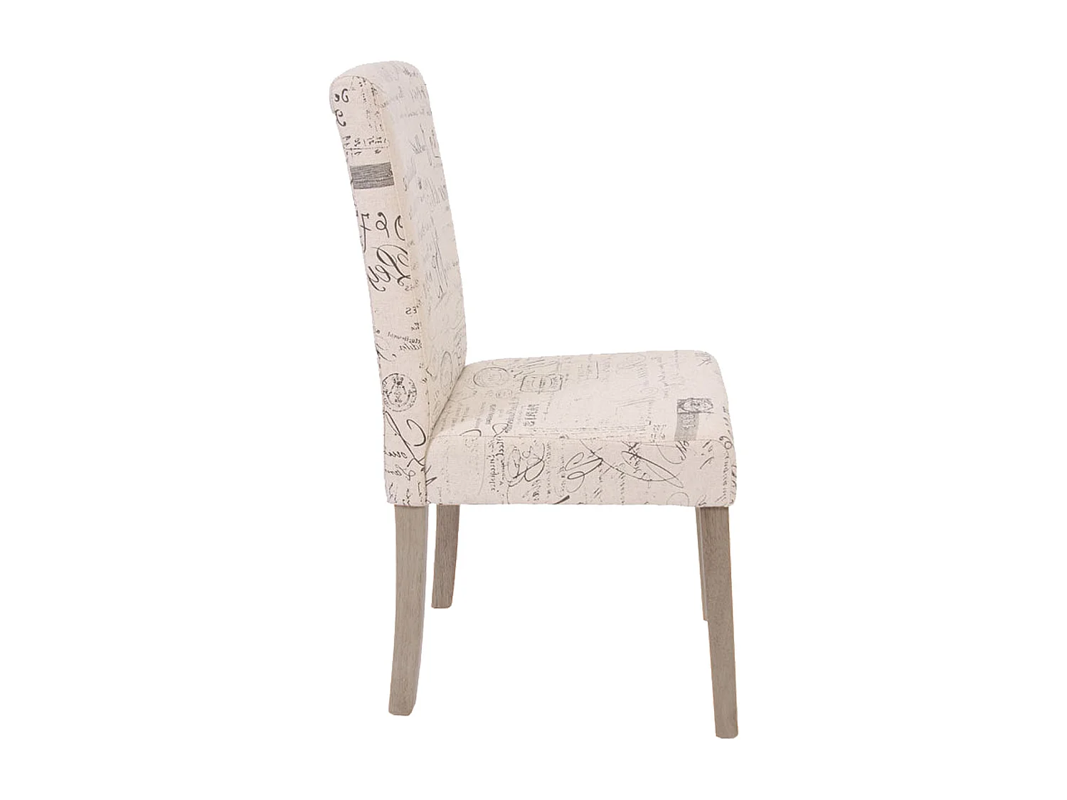 Eetkamerstoel Littau textiel (set van 2),  textiel met belettering, crème, poten structuur - eik