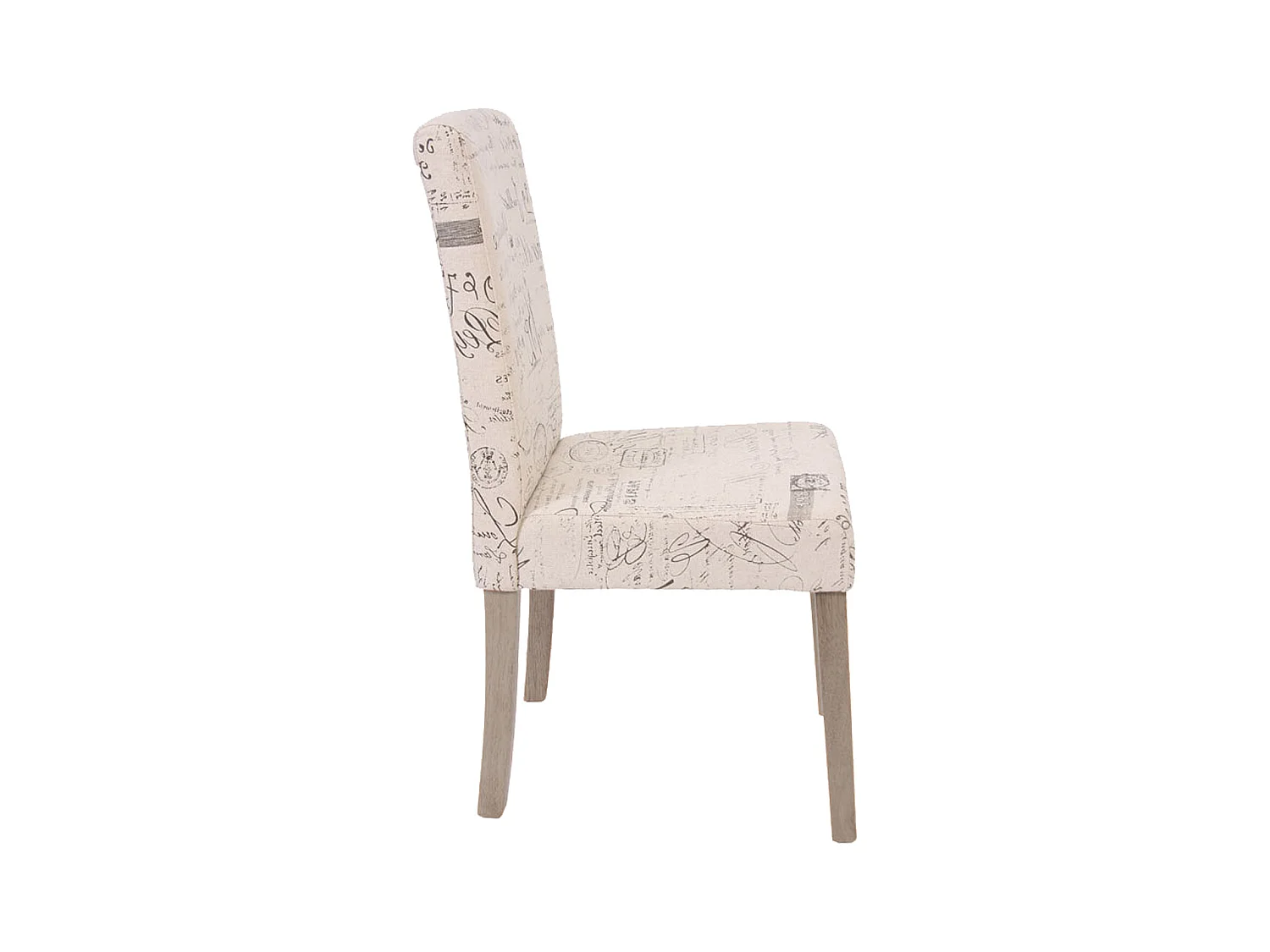 Chaise de salle à manger Littau Schrift (lot de 2),  tissu avec écriture, crème, aspect chaîne des pieds