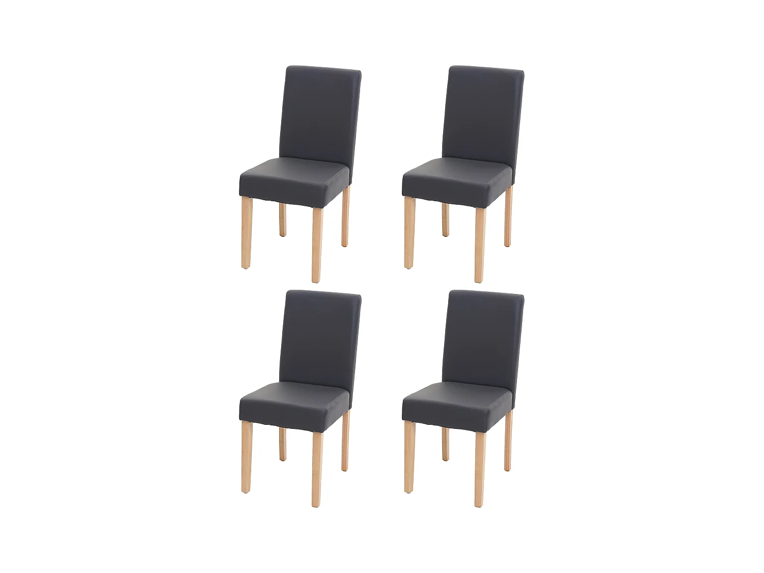 Chaise de salle à manger Littau (lot de 4),  simili cuir, gris mat, pieds clairs