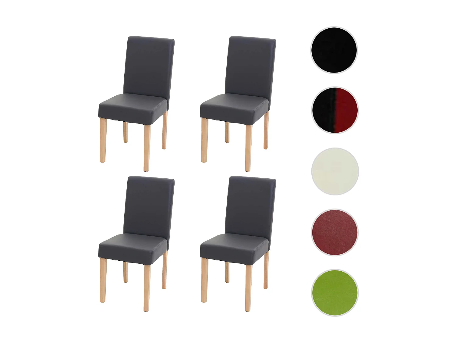 Chaise de salle à manger Littau (lot de 4),  simili cuir, gris mat, pieds clairs