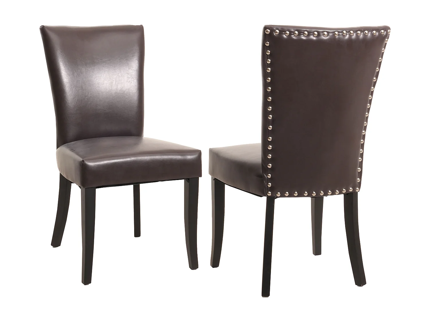 Esszimmerstuhl Edinburgh (2er-Set), Kunstleder, braun, dunkle Beine