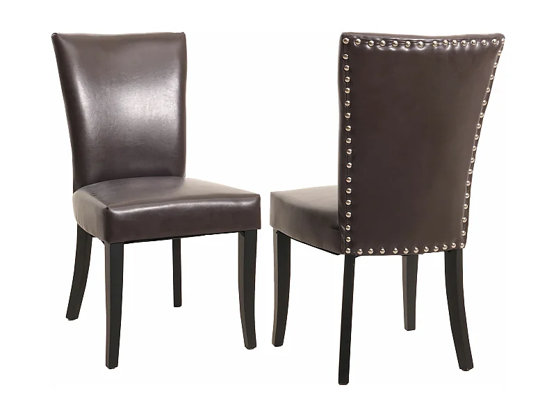 Eetkamerstoel Edinburgh (set van 2),  kunstleer, bruin, donkere poten