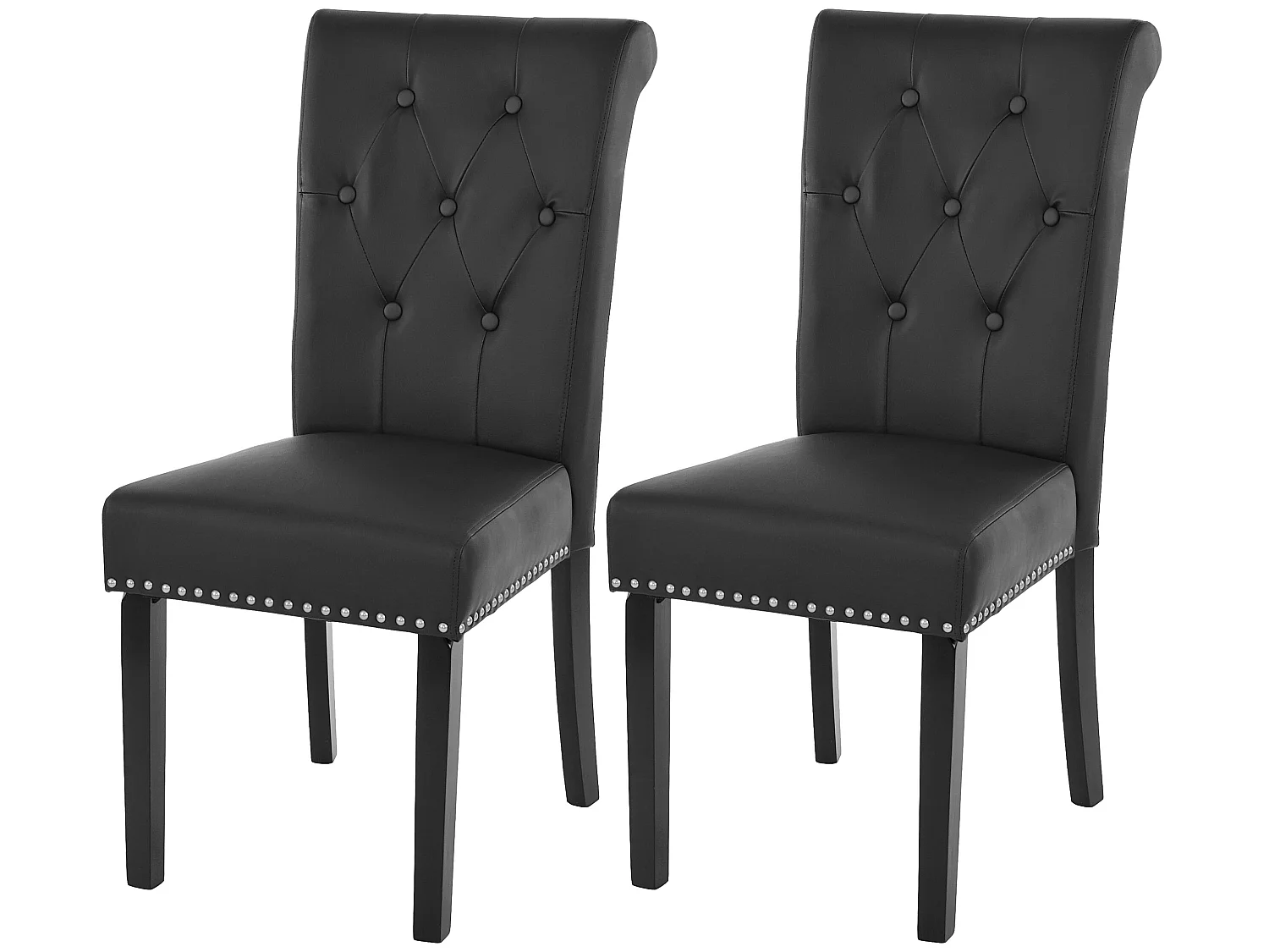 Cadeira de jantar Chesterfield Il (conjunto de 2),  imitação de pele, preto, pernas escuras