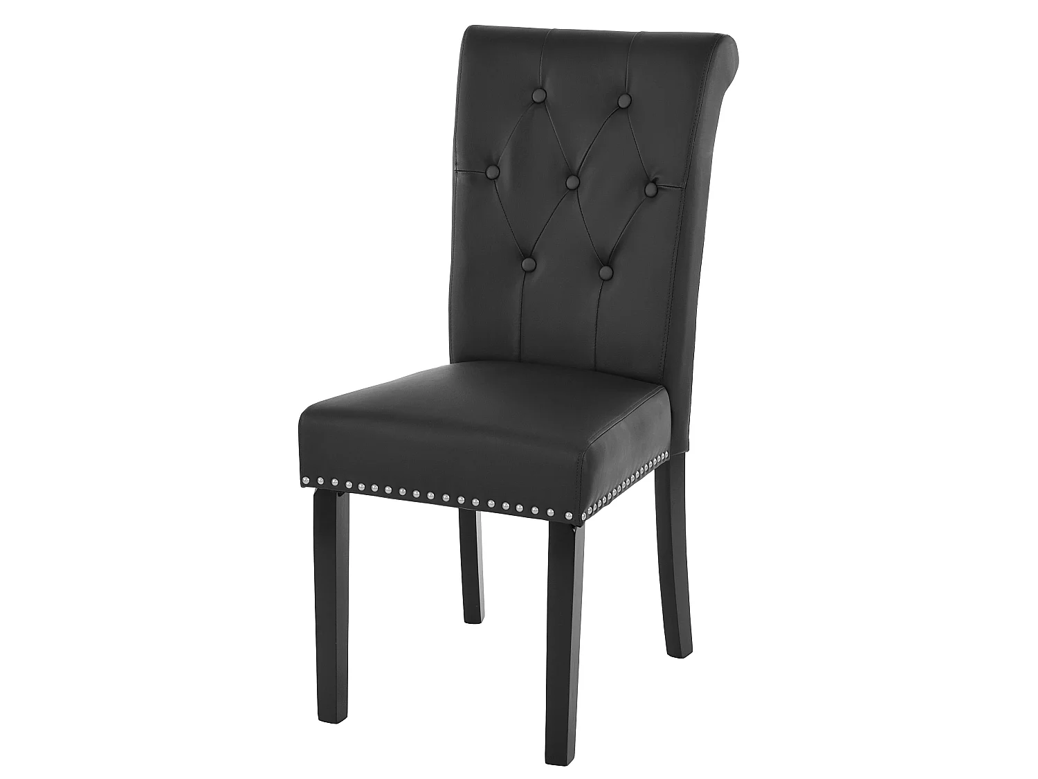 Eetkamerstoel Chesterfield Il (set van 2),  kunstleer, zwart, donkere poten