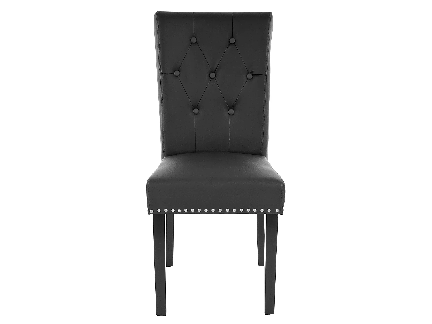 Eetkamerstoel Chesterfield Il (set van 2),  kunstleer, zwart, donkere poten