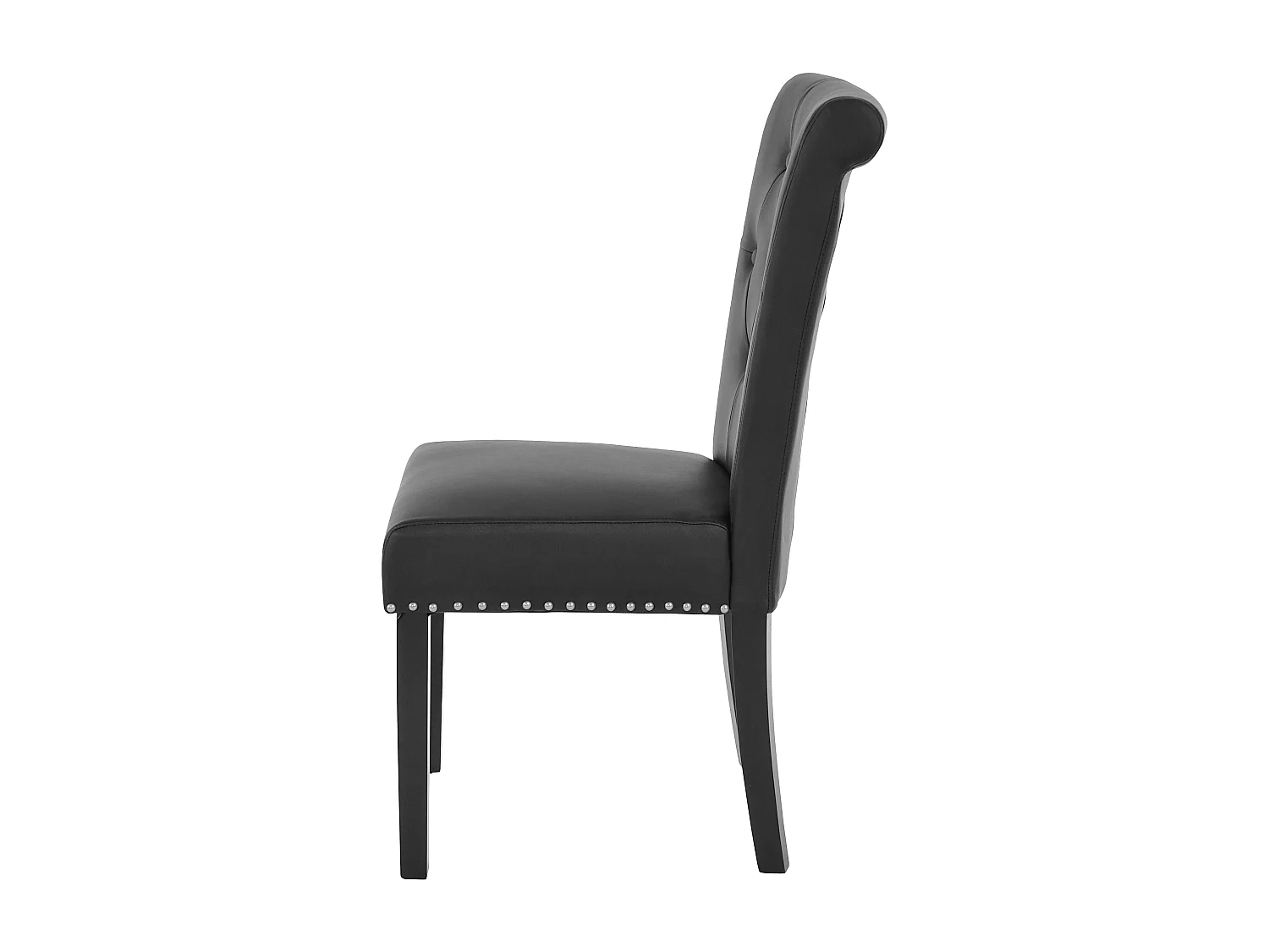 Eetkamerstoel Chesterfield Il (set van 2),  kunstleer, zwart, donkere poten