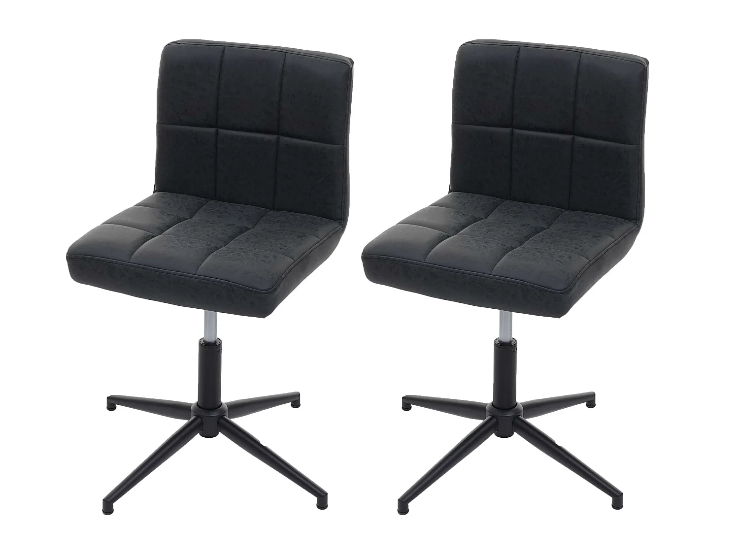 Chaise de salle à manger Cadiz II (lot de 2),  similicuir gris foncé, pied noir