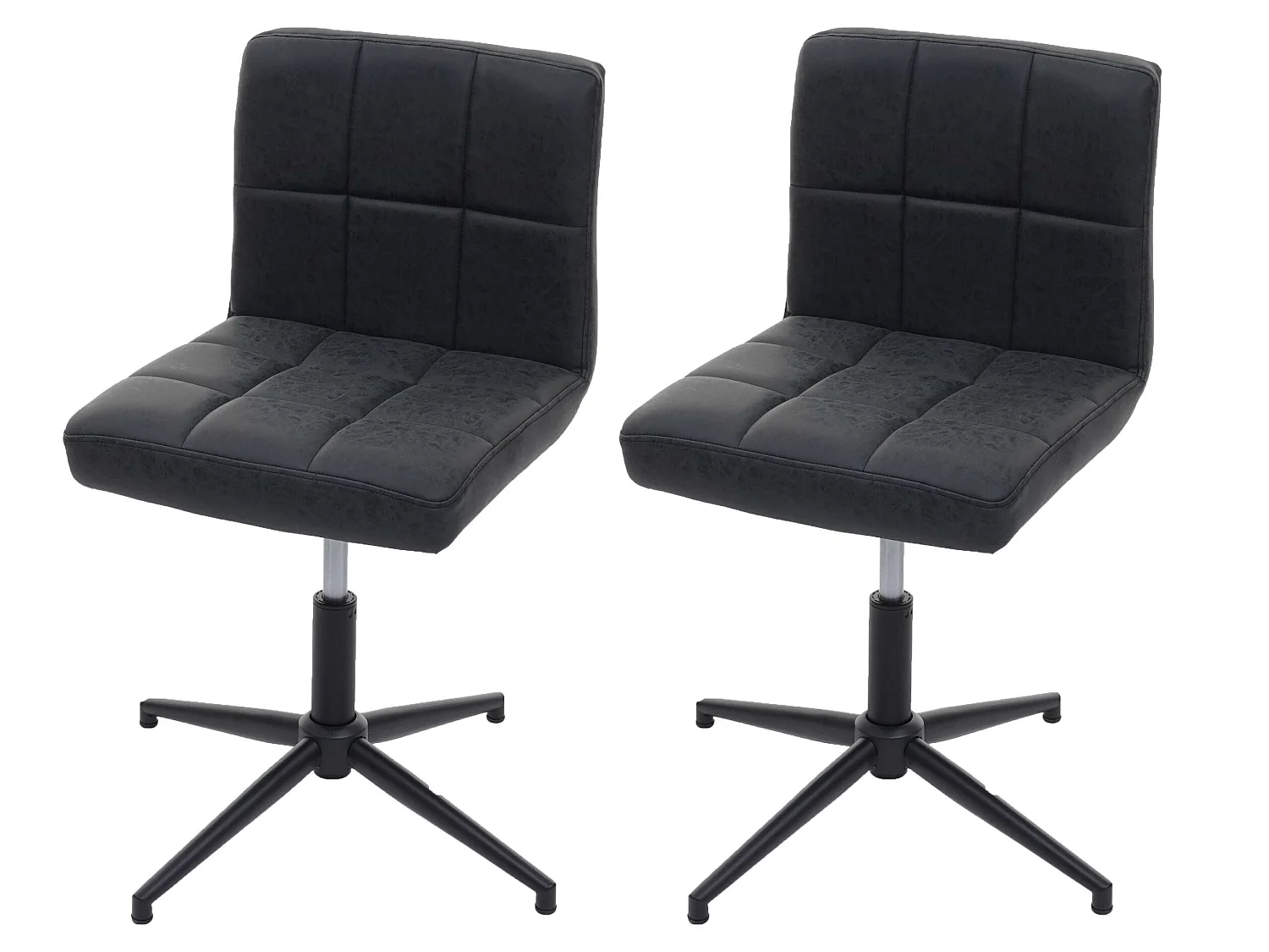 Eetkamerstoel Cadiz II (set van 2),  kunstleer donkergrijs, voet zwart