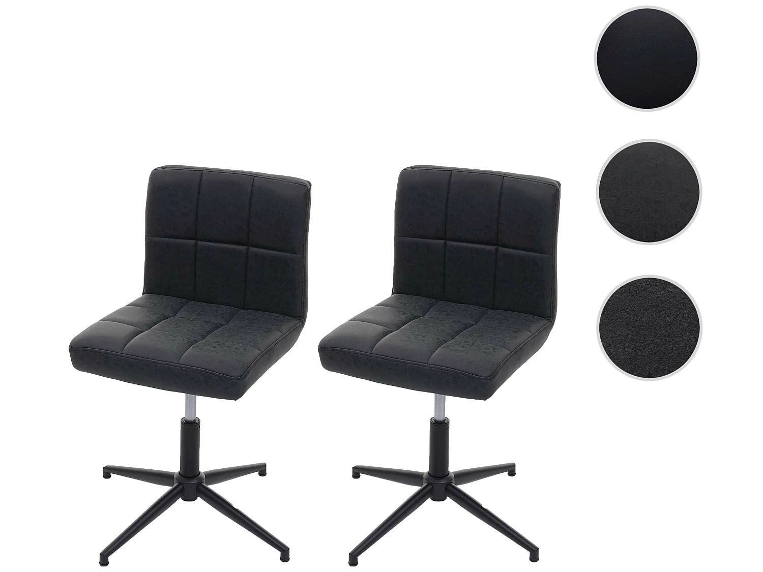 Eetkamerstoel Cadiz II (set van 2),  kunstleer donkergrijs, voet zwart