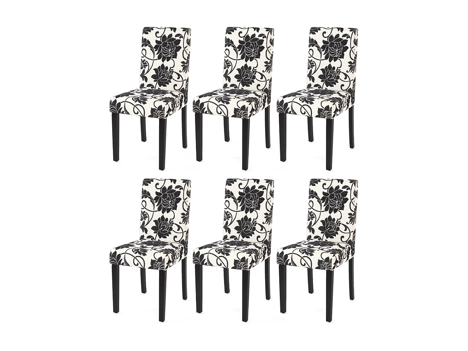 Set 6x sedie Littau tessuto soggiorno cucina sala da pranzo 43x56x90cm fiori piedi scuri