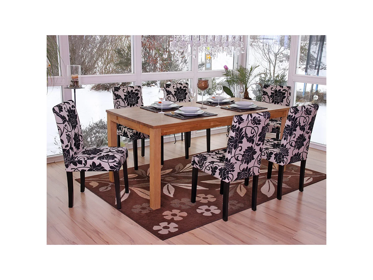 Krzesło do jadalni Littau (zestaw 6 sztuk),  tkanina, żakard, ciemne nogi