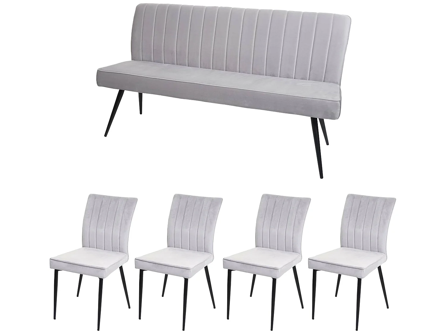 Esszimmer-Set MCW-K16 (5-teilig), Hellgrau