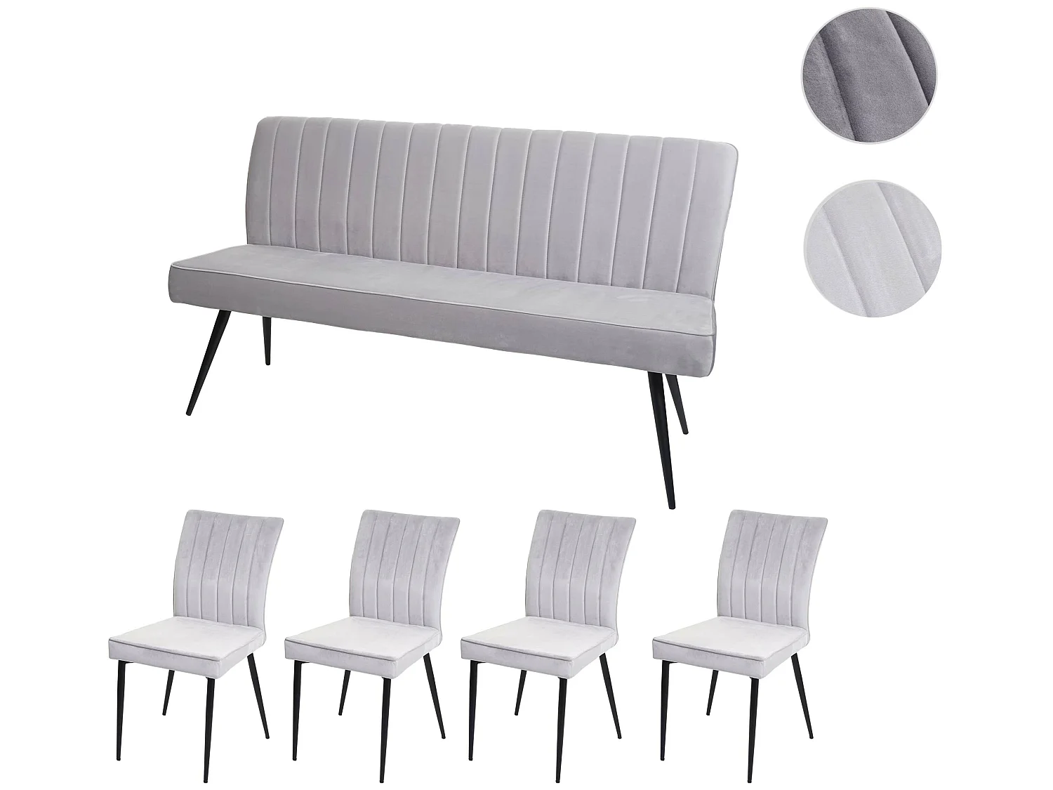 Esszimmer-Set MCW-K16 (5-teilig), Hellgrau