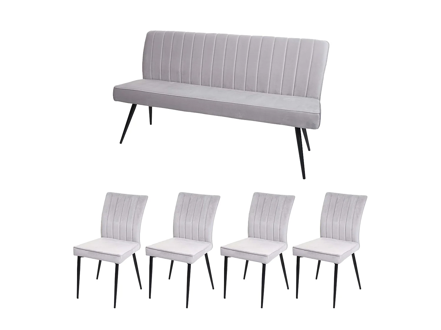 Esszimmer-Set MCW-K16 (5-teilig), Hellgrau