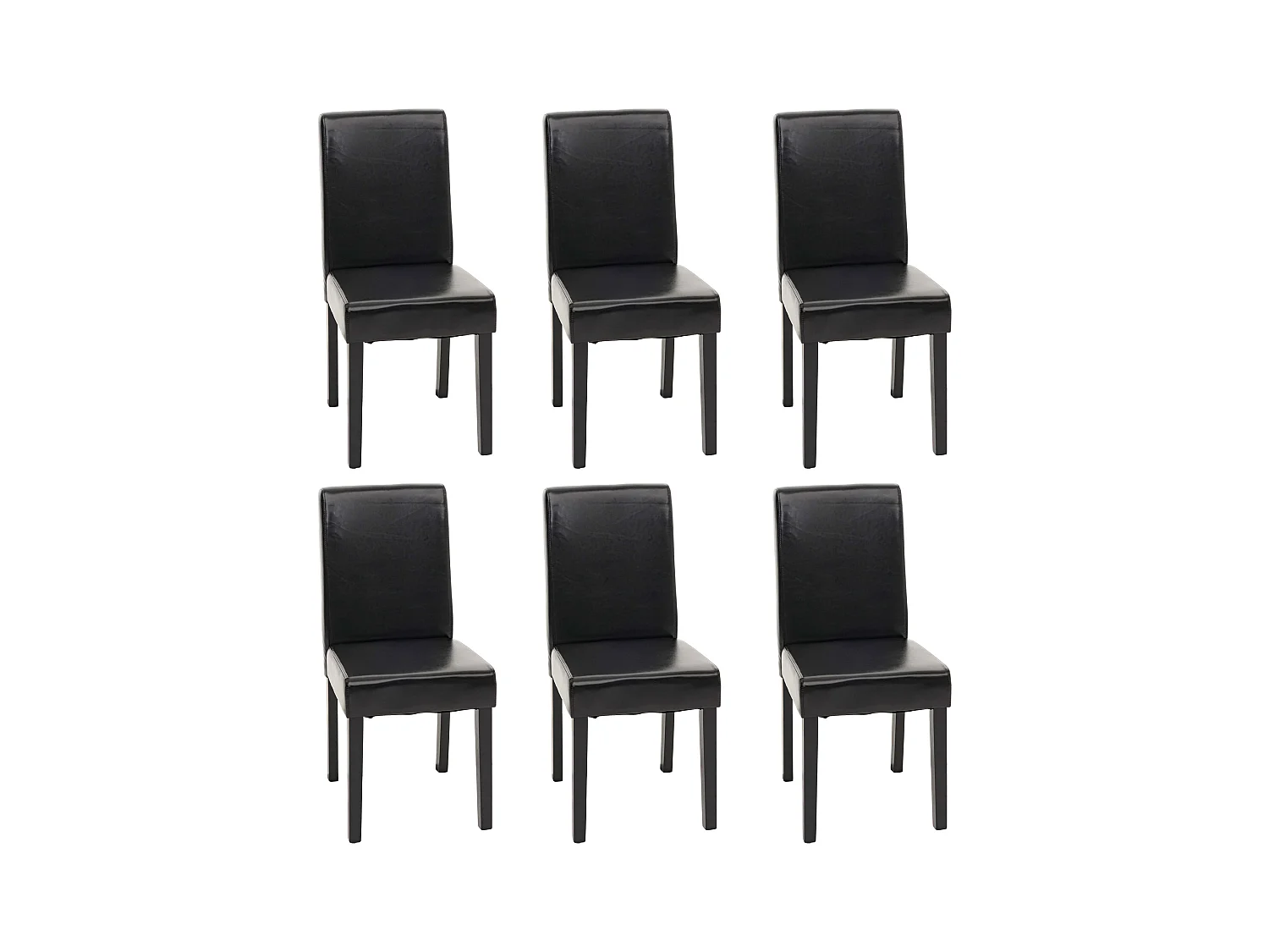 Chaise de salle à manger Littau (lot de 6),  cuir noir, pieds foncés