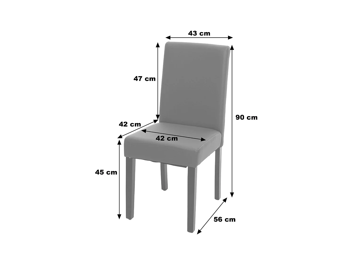 Chaise de salle à manger Littau (lot de 6),  cuir noir, pieds foncés