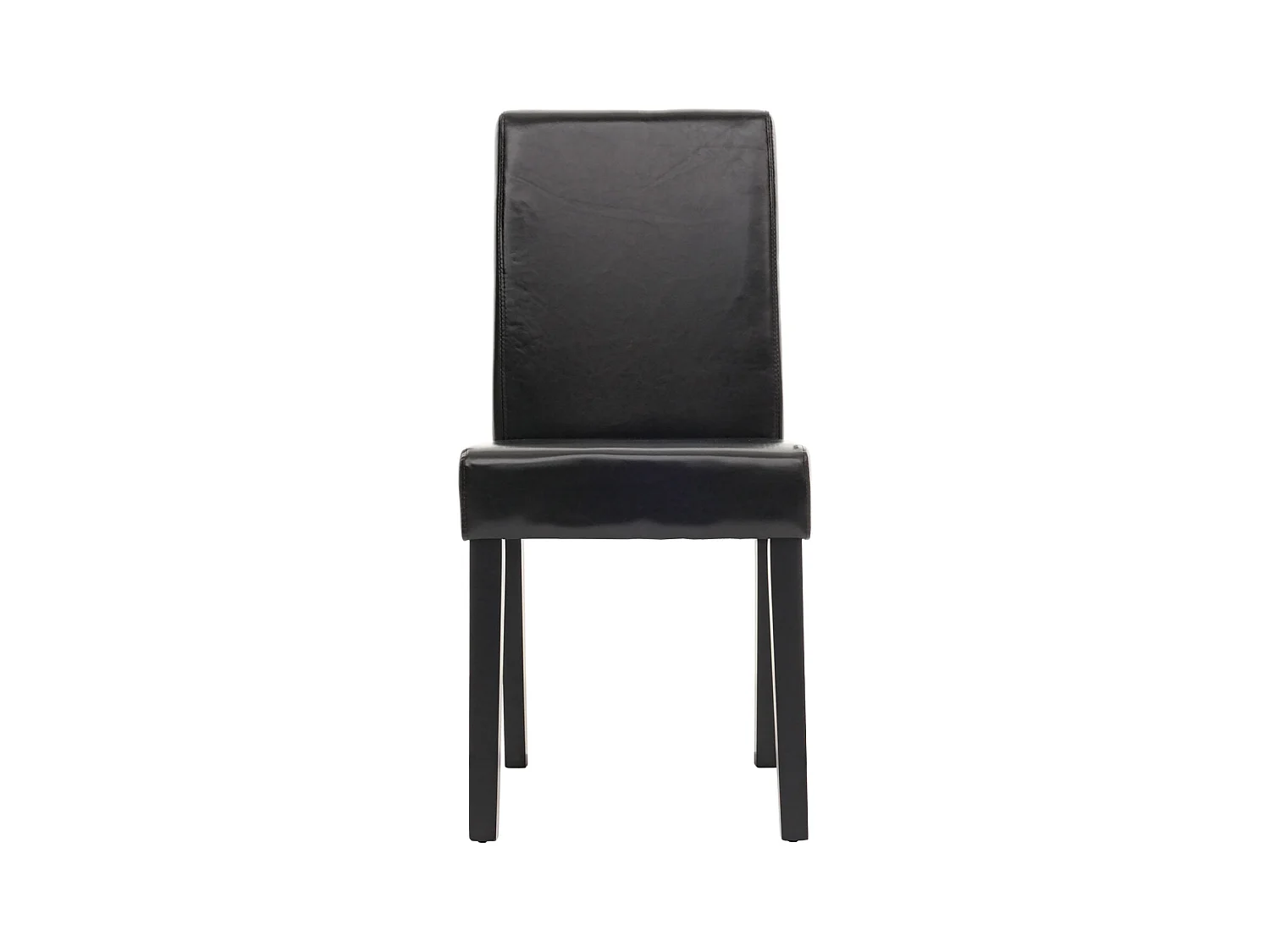 Chaise de salle à manger Littau (lot de 6),  cuir noir, pieds foncés