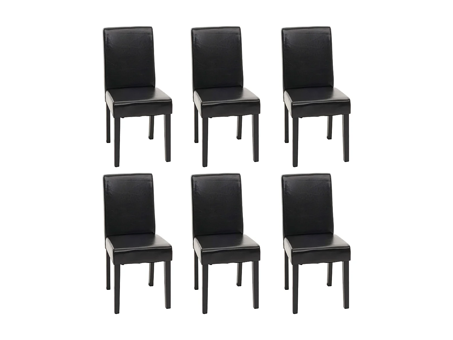 Chaise de salle à manger Littau (lot de 6),  cuir noir, pieds foncés