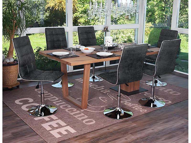 Set 6x sedie soggiorno eleganti MCW-C41 design moderno tessuto sala pranzo grigio