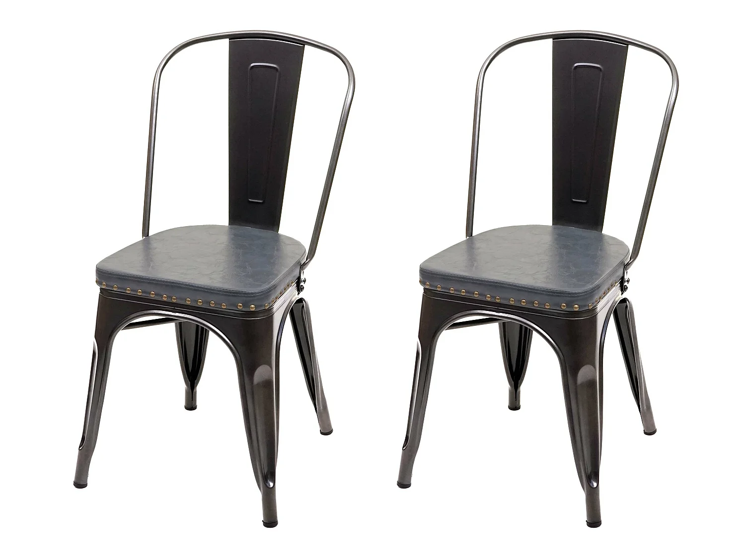 Chaise de salle à manger MCW-H10e (lot de 2),  noir-gris