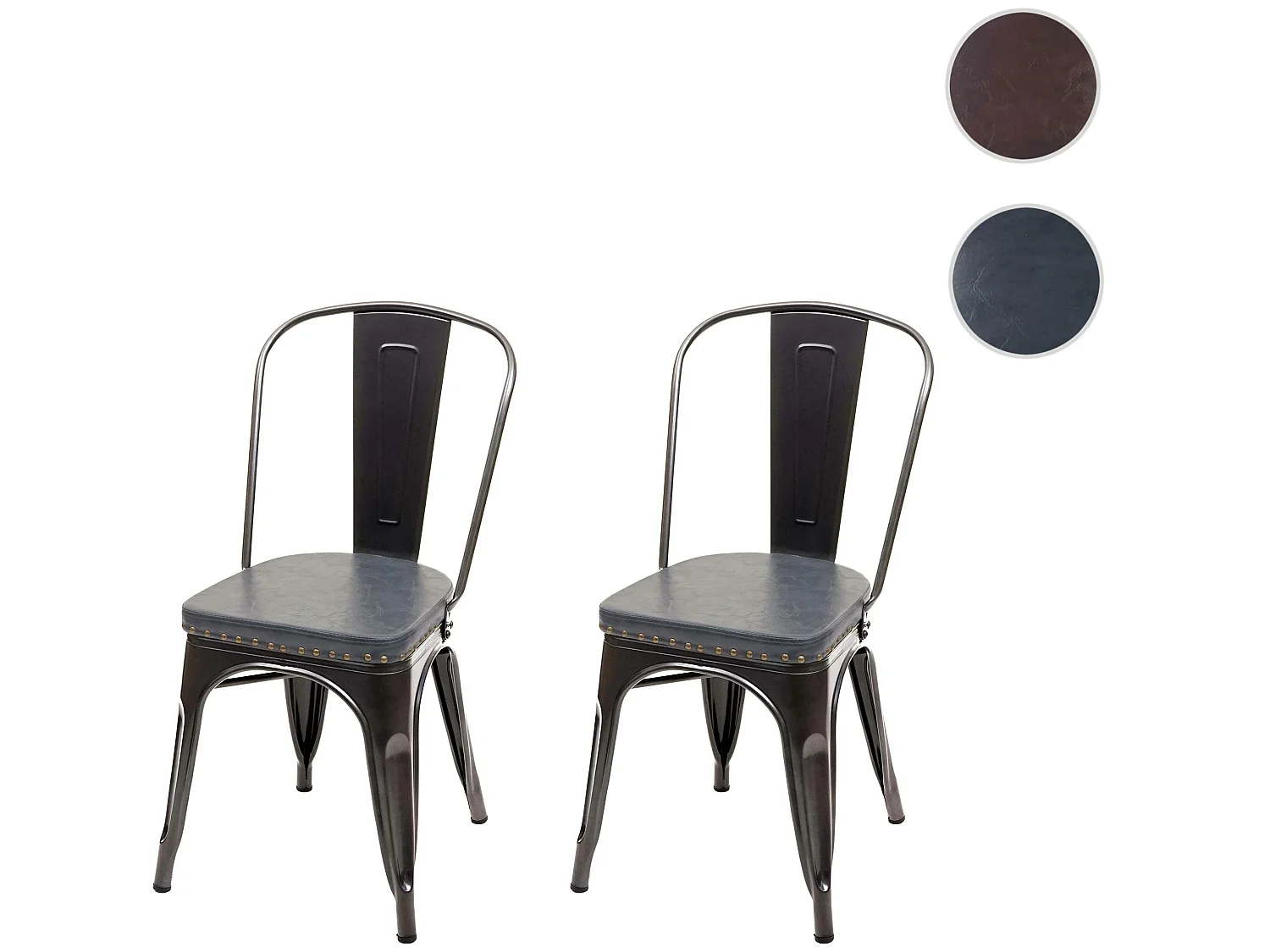 Chaise de salle à manger MCW-H10e (lot de 2),  noir-gris