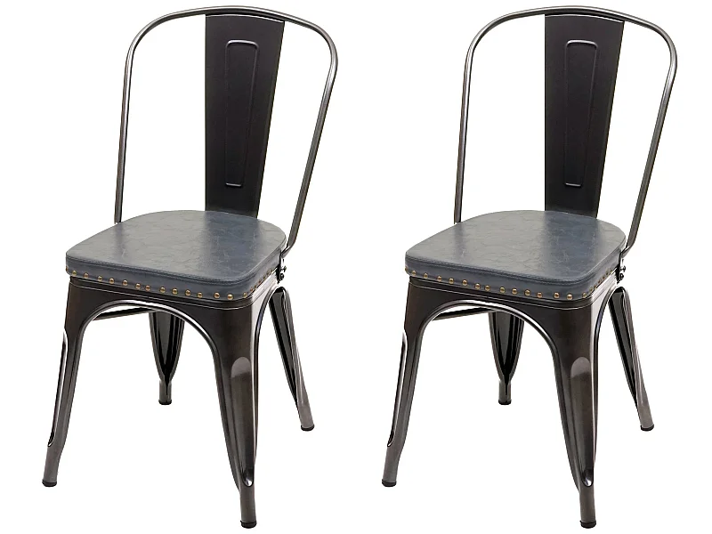 Eetkamerstoel MCW-H10e (set van 2),  zwart-grijs