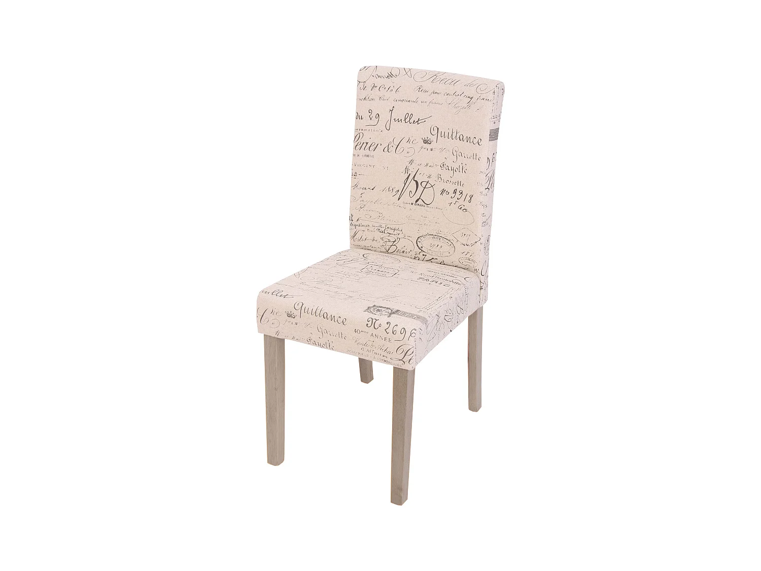 Eetkamerstoel Littau textiel,  crème letters, bruine poten