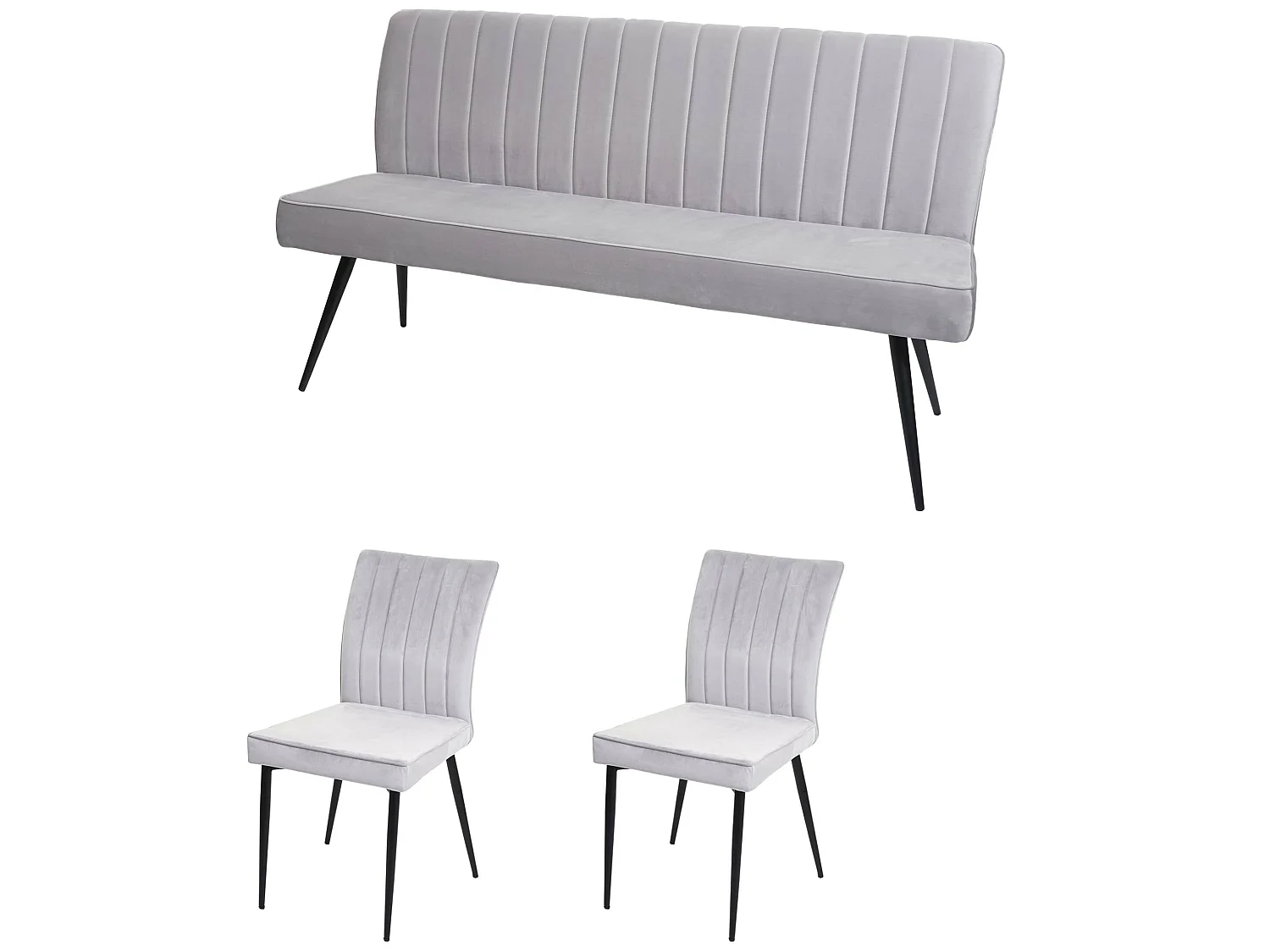 Esszimmer-Set MCW-K16 (3-teilig), Hellgrau