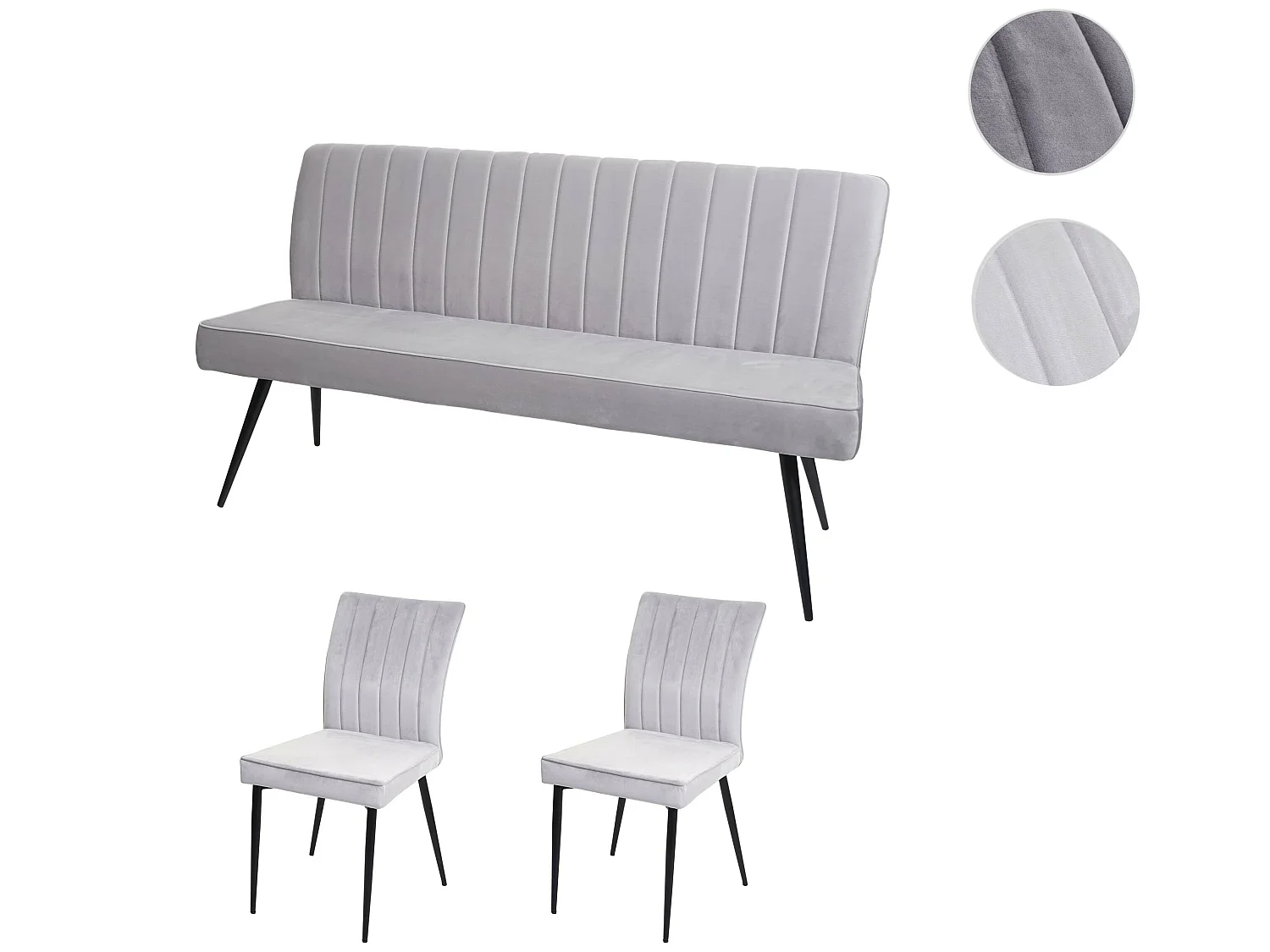 Esszimmer-Set MCW-K16 (3-teilig), Hellgrau
