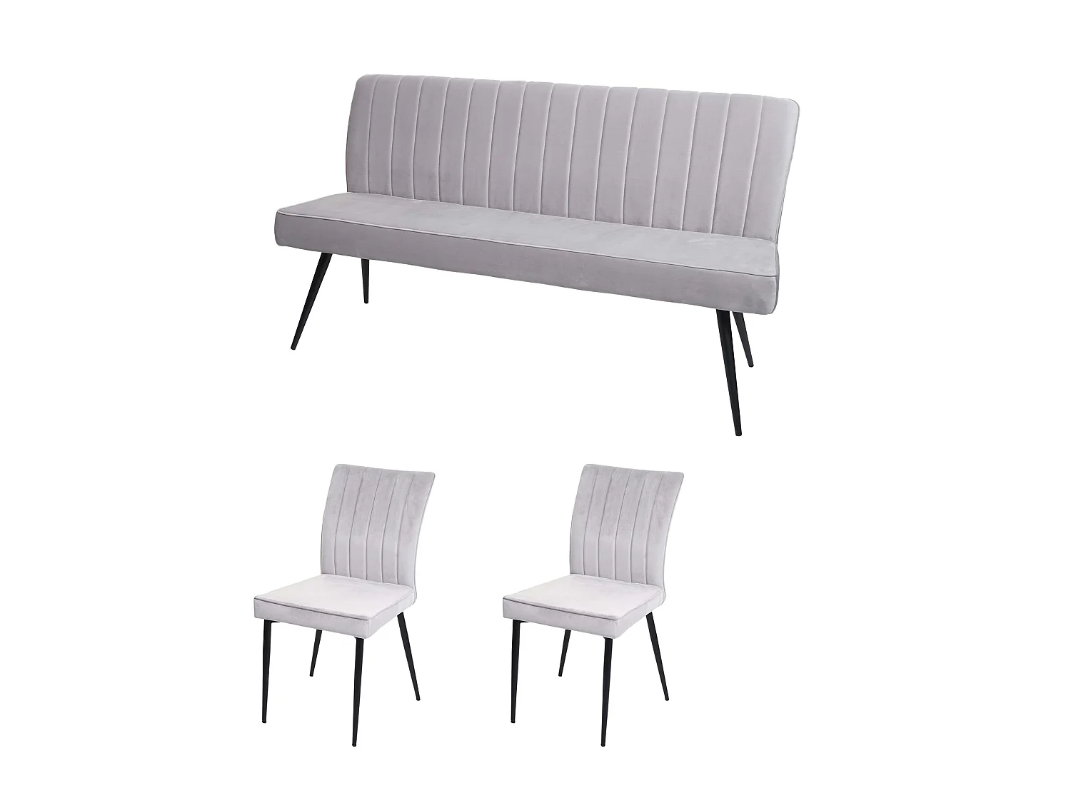 Esszimmer-Set MCW-K16 (3-teilig), Hellgrau