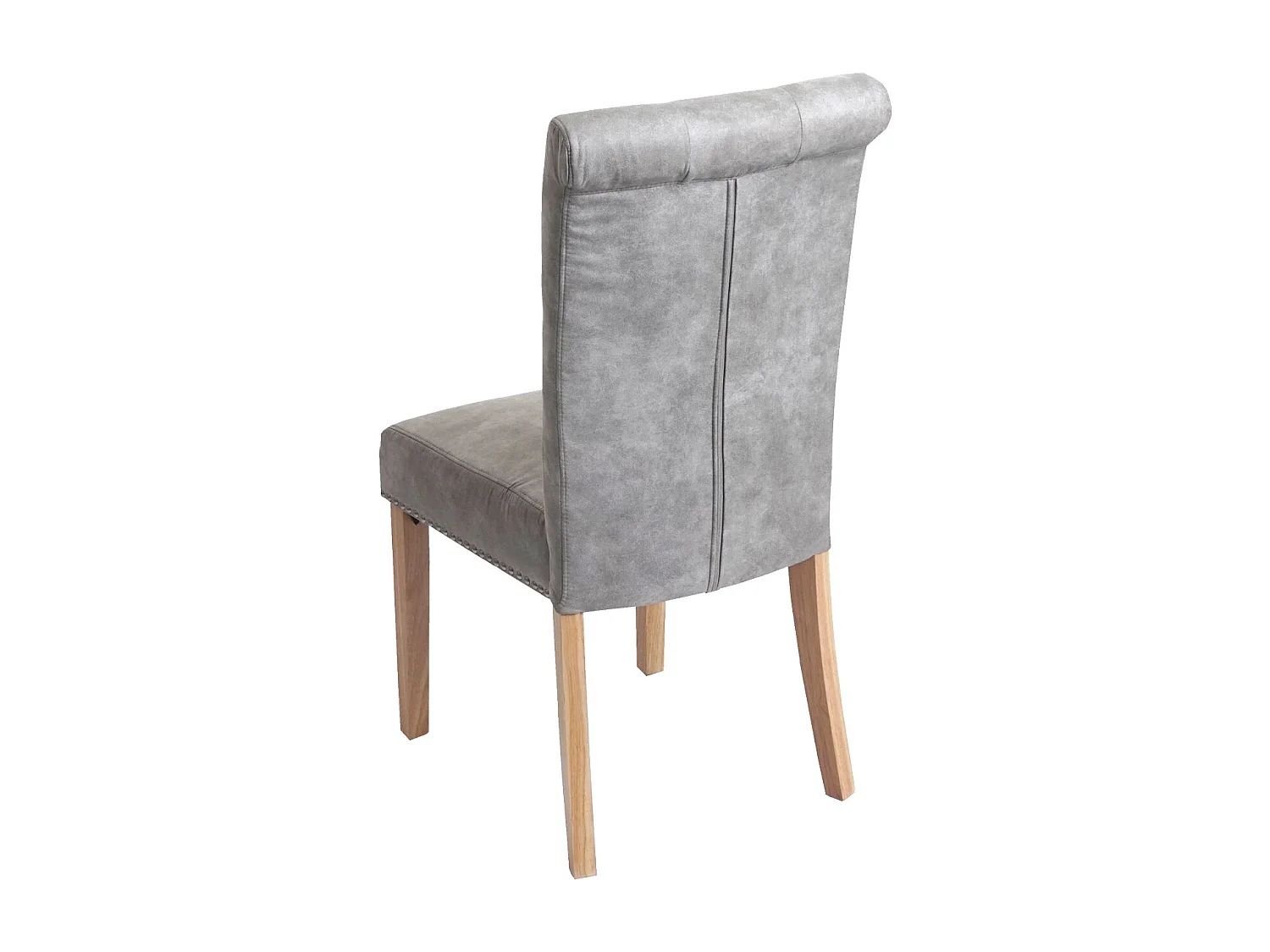 Set 6x sedie vintage retrò inglesi sala pranzo Chesterfield II tessuto grigio piedi chiari