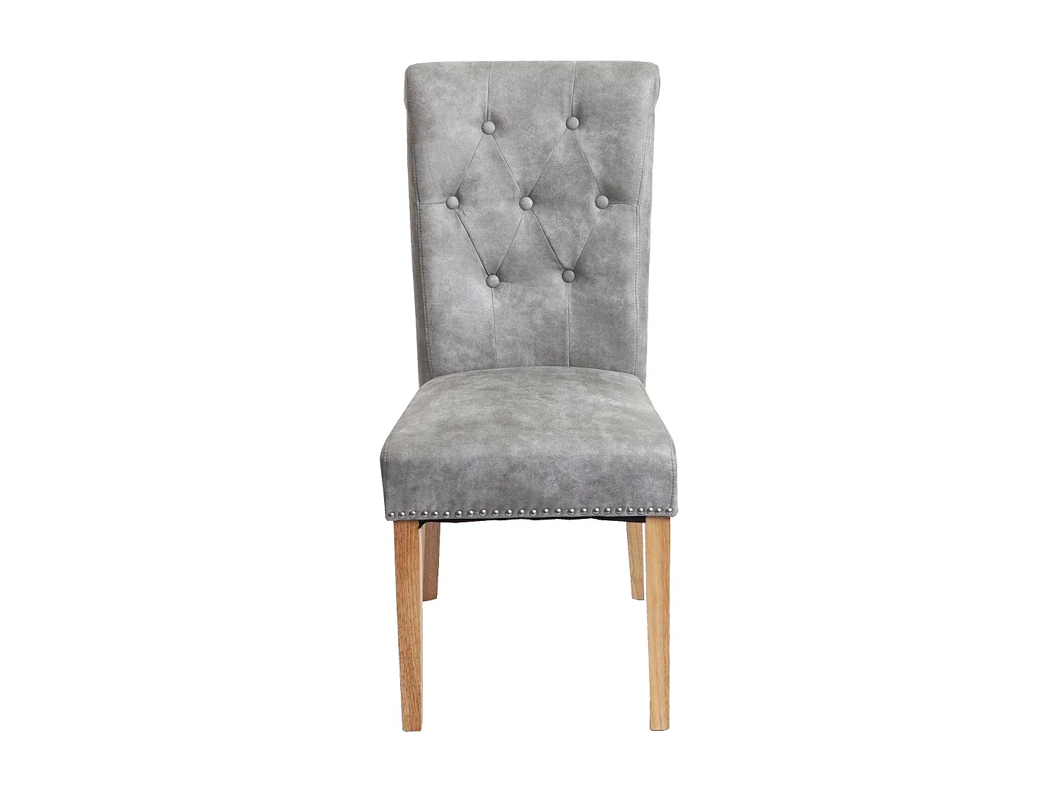 Chaise de salle à manger Chesterfield II (lot de 6),  tissu/textile gris clair, pieds clairs